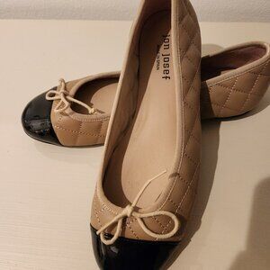 Womens Jon Josef Belle Quilted Tan Faux‎ Leather Cap Toe Ballet Flats Size 8 M